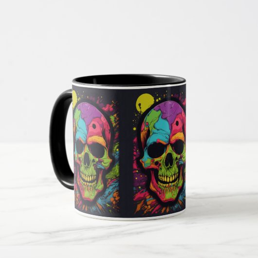 Psychedelische schedelexplosie mok (Voorkant links)