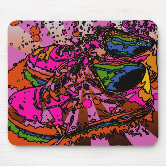 Psychedelische Schoenen Mousepad Muismat (Voorkant)