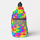 Psychedelische schoudertas met neon spiraalpatroon sling bag (Voorkant)