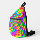 Psychedelische schoudertas met neon spiraalpatroon sling bag (Rechterhoek)