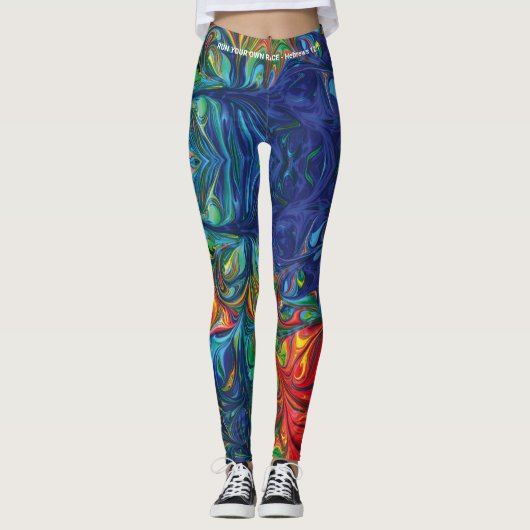 Psychedelische Schrift RUN UW RACE Custom Leggings (Voorkant)
