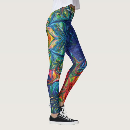 Psychedelische Schrift RUN UW RACE Custom Leggings (Rechts)