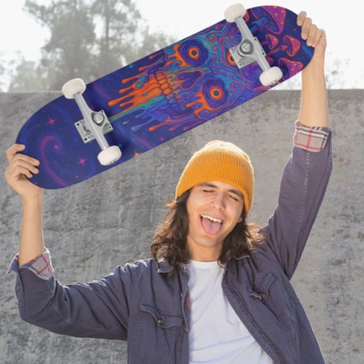 Psychedelische Smeltende Schedel Paddestoel Galaxy Persoonlijk Skateboard