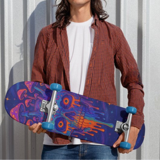 Psychedelische Smeltende Schedel Paddestoel Galaxy Persoonlijk Skateboard