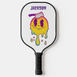 psychedelische smiley en schedelaangepaste naam pi pickleball paddle