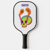 psychedelische smiley en schedelaangepaste naam pi pickleball paddle (Achterkant)