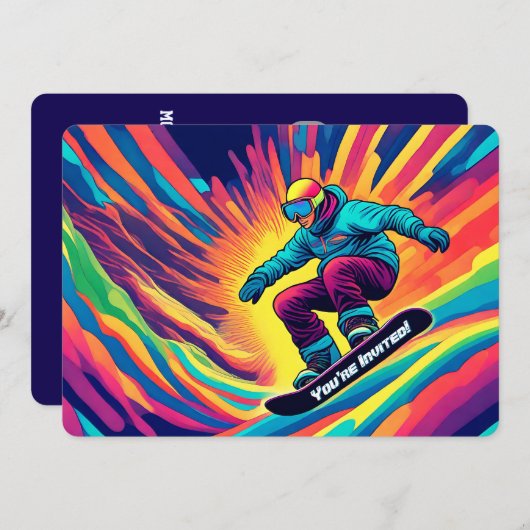 Psychedelische Snowboarden Verjaardag Uitnodiging (Voorkant / Achterkant)