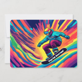 Psychedelische Snowboarden Verjaardag Uitnodiging