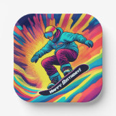 Psychedelische Snowboarder Verjaardagspapier Bord (Voorkant)