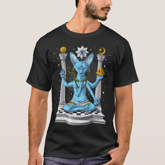 Psychedelische Sphynx Kat Shiva T-shirt (Voorkant)