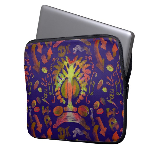 Psychedelische spiegelsymmetrie Abstracte kunst Laptop Sleeve (Voorkant Links)