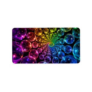 Psychedelische spiraal Kleurrijke Fibonacci Etiket