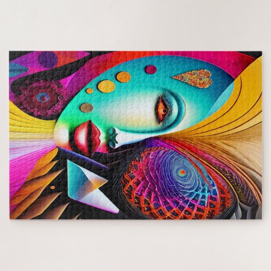 Psychedelische Spiral Woman Regenboog Energie Abst Legpuzzel (Horizontaal)