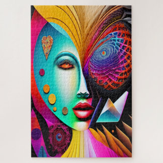 Psychedelische Spiral Woman Regenboog Energie Abst Legpuzzel