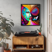 Psychedelische Spiral Woman Regenboog Energie Abst Poster