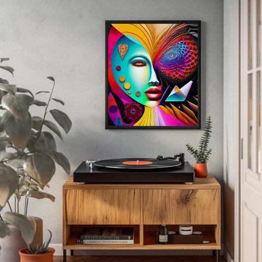 Psychedelische Spiral Woman Regenboog Energie Abst Poster