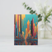 Psychedelische stad briefkaart (Staand voorkant)