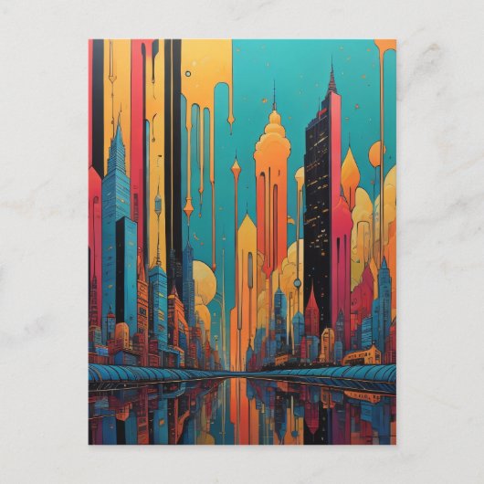 Psychedelische stad briefkaart (Voorkant)