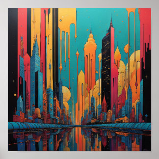 Psychedelische stad poster