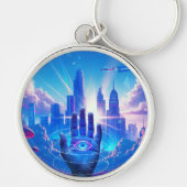 Psychedelische stadsgezicht Sleutelhanger | Derde  (Voorkant)