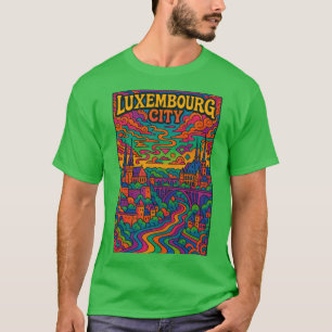 Psychedelische stadslandschap van Luembourg City K T-shirt