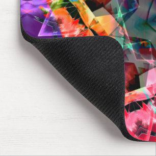 Psychedelische ster met rode delen en neonschaduwe muismat
