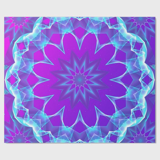 Psychedelische sterren, Abstracte Violet Paarse gl Cadeaupapier (Vlak)