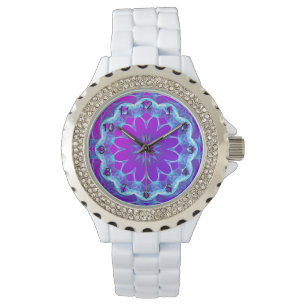 Psychedelische sterren, Abstracte Violet Paarse gl Horloge