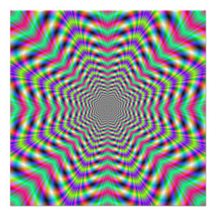 Psychedelische sterren in sterren foto afdruk