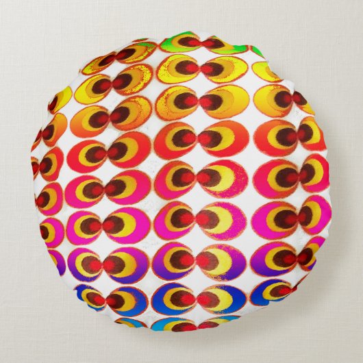 Psychedelische stof rond kussen (Achterkant)