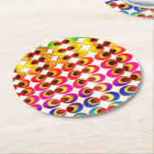 Psychedelische stof ronde kartonnen onderzetter (Gebogen)