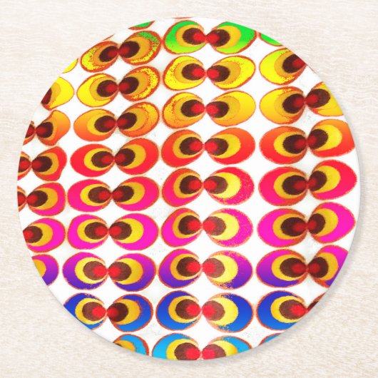 Psychedelische stof ronde kartonnen onderzetter (Voorkant)