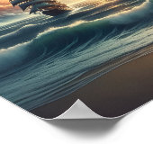 Psychedelische stormachtige Zee nevel Poster (Hoek)