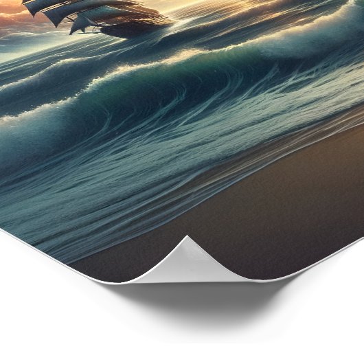 Psychedelische stormachtige Zee nevel Poster (Hoek)