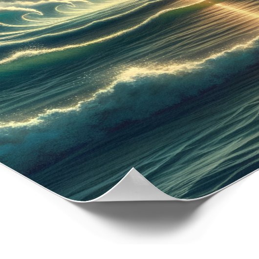 Psychedelische stormachtige Zee nevel Poster (Hoek)