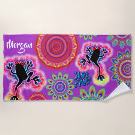 Psychedelische Strandlaken Hot Frog Surf paarse