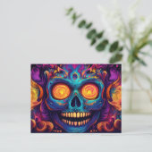 Psychedelische Sugar Skull Art - Dag van de Doden Briefkaart (Staand voorkant)
