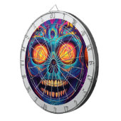 Psychedelische Sugar Skull Art - Dag van de Doden Dartbord (Voorkant Rechts)