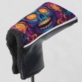 Psychedelische Sugar Skull Art - Dag van de Doden Golfheadcover (3/4 voorkant)