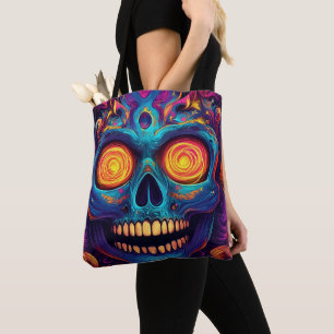 Psychedelische Sugar Skull Art - Dag van de Doden Tote Bag