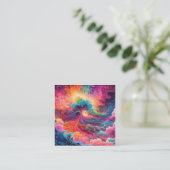 Psychedelische, surealistische, kleurrijke kunst w vierkante visitekaartje (Staand voorkant)