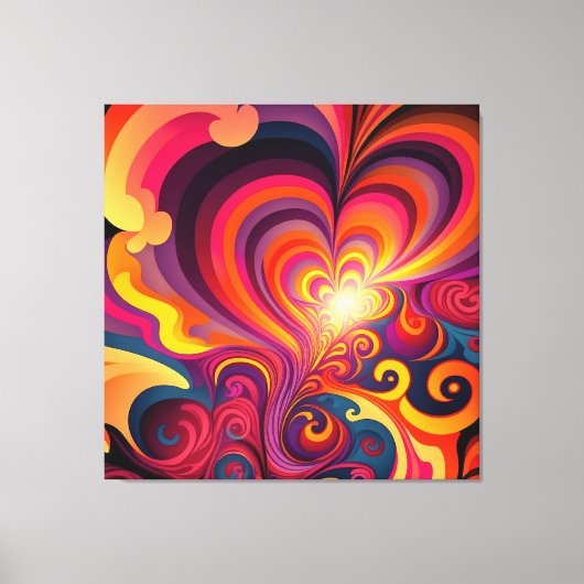 Psychedelische surrealistische werveling hartpatro canvas afdruk (Voorkant)