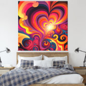 Psychedelische surrealistische werveling hartpatro canvas afdruk (Insitu (Slaapkamer))
