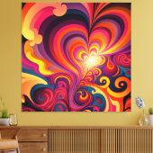 Psychedelische surrealistische werveling hartpatro canvas afdruk (Insitu (Woonkamer))