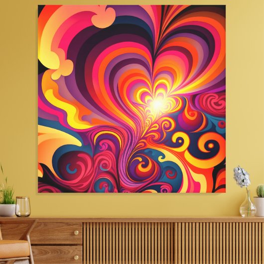 Psychedelische surrealistische werveling hartpatro canvas afdruk (Insitu (Woonkamer))