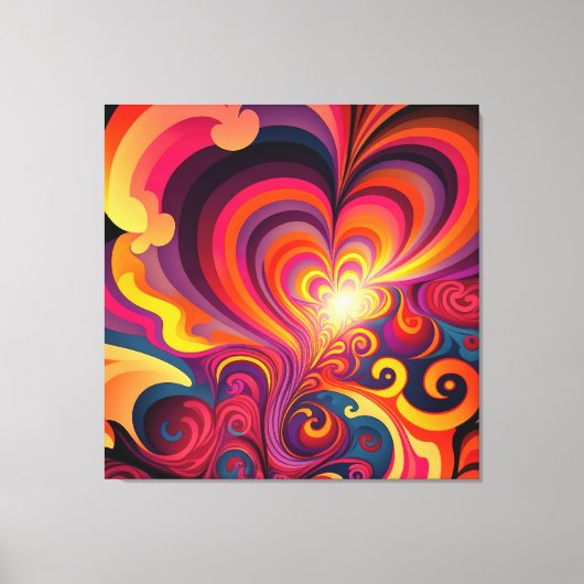 Psychedelische surrealistische werveling hartpatro canvas afdruk (Voorkant)