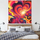 Psychedelische surrealistische werveling hartpatro canvas afdruk (Insitu (Slaapkamer))