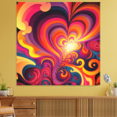 Psychedelische surrealistische werveling hartpatro canvas afdruk (Insitu (Woonkamer))