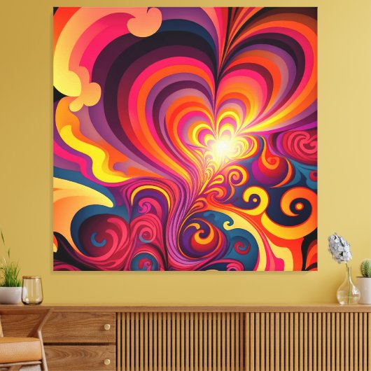Psychedelische surrealistische werveling hartpatro canvas afdruk (Insitu (Woonkamer))