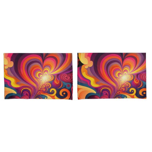 Psychedelische surrealistische werveling hartpatro kussensloop (Voorkant-Set)